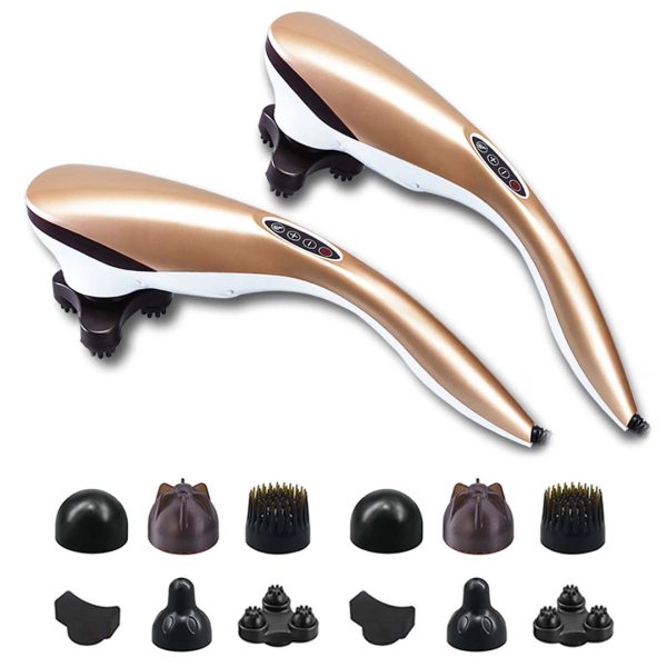 1-SOGA 2X 6 Heads Portable Handheld Massager Soothing Stimulate Blood Flow Shoulder Gold