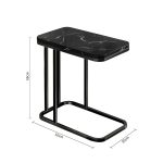5-SOGA 2X 30x50cm Black Ceramic Sofa Side Square Mini Table w/ Black Metal Legs