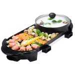 2-SOGA 2 in 1 Electric Non-Stick BBQ Teppanyaki Grill Plate Steamboat Hotpot 2-8 Person