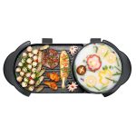 1-SOGA 2 in 1 Electric Non-Stick BBQ Teppanyaki Grill Plate Steamboat Hotpot 2-8 Person