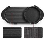 3-SOGA 2 in 1 Electric Non-Stick BBQ Teppanyaki Grill Plate Steamboat Hotpot 2-8 Person