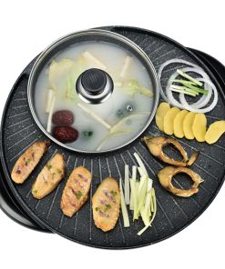 1-SOGA 2 in 1 Electric Stone Coated Teppanyaki Grill Plate Steamboat Hotpot 3-5 Person