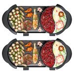 1-SOGA 2X 2  in 1 Electric Non-Stick BBQ Teppanyaki Grill Plate Steamboat Hotpot 2-8 Person
