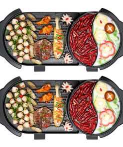 1-SOGA 2X 2  in 1 Electric Non-Stick BBQ Teppanyaki Grill Plate Steamboat Hotpot 2-8 Person