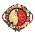 3-SOGA 2 in 1 Electric Stone Coated Grill Plate Steamboat Two Division Hotpot