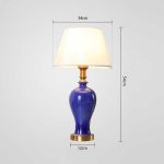 2-SOGA 2X Blue Ceramic Oval Table Lamp with Gold Metal Base