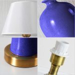 3-SOGA 2X Blue Ceramic Oval Table Lamp with Gold Metal Base