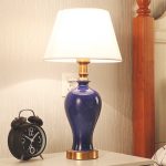 4-SOGA 2X Blue Ceramic Oval Table Lamp with Gold Metal Base