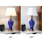 6-SOGA 2X Blue Ceramic Oval Table Lamp with Gold Metal Base