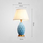 2-SOGA 2X Textured Ceramic Oval Table Lamp with Gold Metal Base Blue