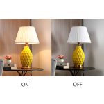 6-SOGA 2X Textured Ceramic Oval Table Lamp with Gold Metal Base Yellow