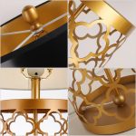3-SOGA 2X Golden Hollowed Out Base Table Lamp with Dark Shade