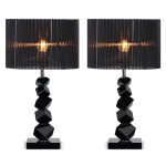 1-SOGA 2X 55cm Black Table Lamp with Dark Shade LED Desk Lamp