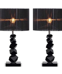 1-SOGA 2X 55cm Black Table Lamp with Dark Shade LED Desk Lamp