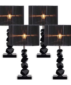 1-SOGA 4X 55cm Black Table Lamp with Dark Shade LED Desk Lamp