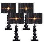 1-SOGA 4X 60cm Black Table Lamp with Dark Shade LED Desk Lamp