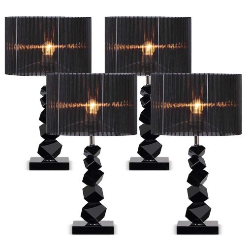 1-SOGA 4X 60cm Black Table Lamp with Dark Shade LED Desk Lamp