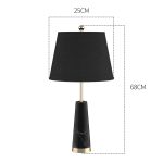 2-SOGA 68cm Black Marble Bedside Desk Table Lamp Living Room Shade with Cone Shape Base