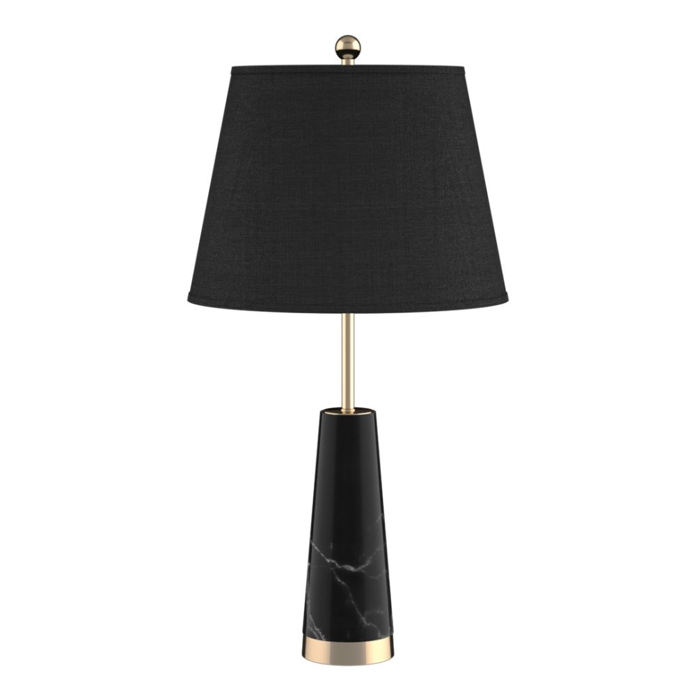 1-SOGA 68cm Black Marble Bedside Desk Table Lamp Living Room Shade with Cone Shape Base