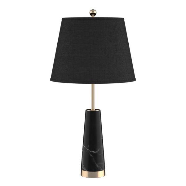 1-SOGA 68cm Black Marble Bedside Desk Table Lamp Living Room Shade with Cone Shape Base