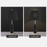 3-SOGA 4X 68cm Black Marble Bedside Desk Table Lamp Living Room Shade with Cone Shape Base