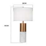 2-SOGA 60cm White Marble Bedside Modern Desk Table Lamp Living Room Shade with Cylinder Base