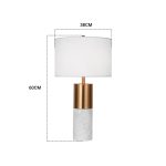 2-SOGA 2X 60cm White Marble Bedside Modern Desk Table Lamp Living Room Shade with Cylinder Base