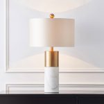 8-SOGA 2X 60cm White Marble Bedside Modern Desk Table Lamp Living Room Shade with Cylinder Base