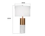 2-SOGA 4X 60cm White Marble Bedside Modern Desk Table Lamp Living Room Shade with Cylinder Base