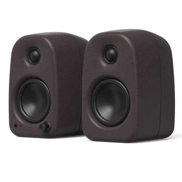 Kanto UKI 100W Desktop Speakers with Bluetooth, USB-C, Headphone out, Pumice (Speckled Brown), Pair