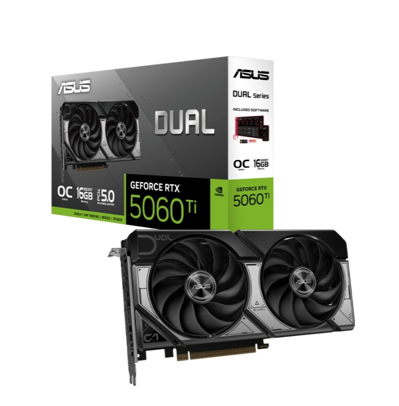 ASUS nVidia GeForce DUAL-RTX5060TI-O16G RTX5060 Ti 16GB GDDR7 OC Edition 2602MHz Boost Clock Video/Graphics Cards