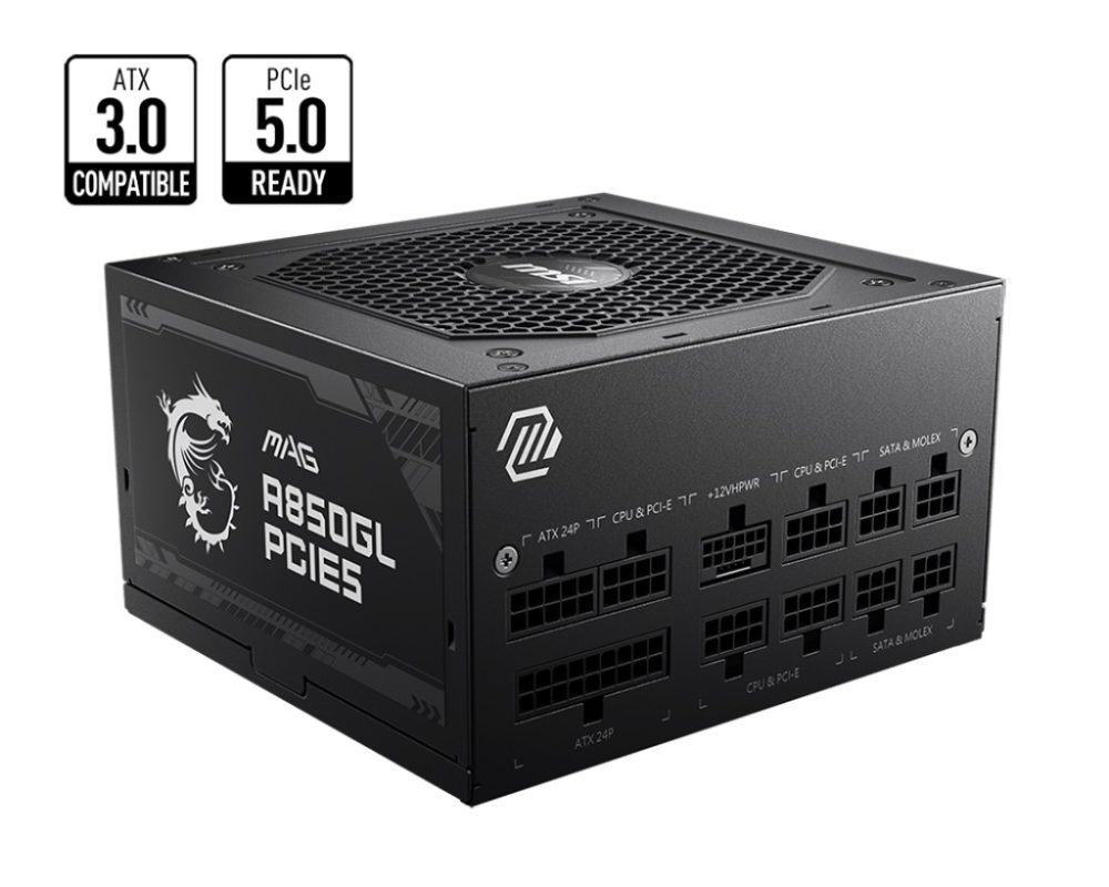MSI MAG A850GL PCIE5 850W Up to 90% (80 Plus Gold) ATX Power Supply Unit Power Supplies