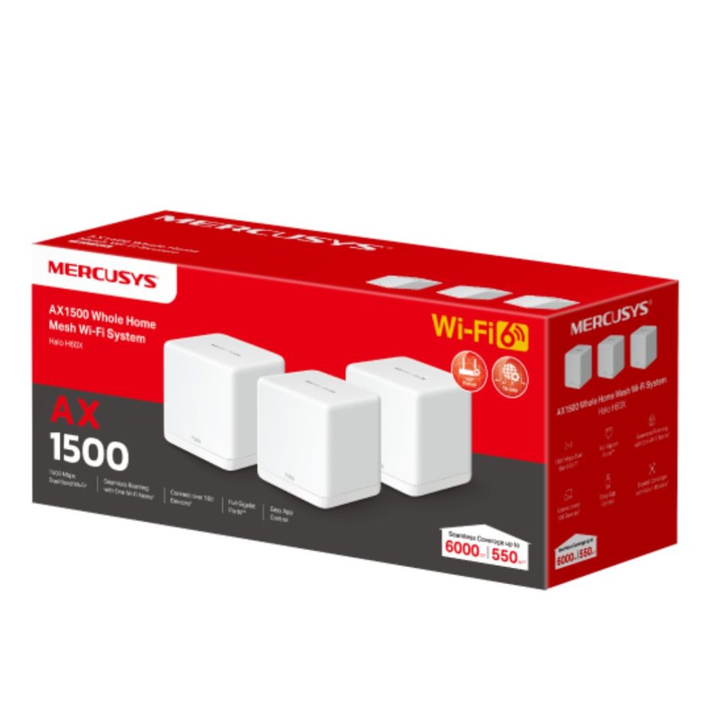 Mercusys Halo H60X(3-pack) AX1500 Whole Home Mesh Wi-Fi 6 System Network - Consumer