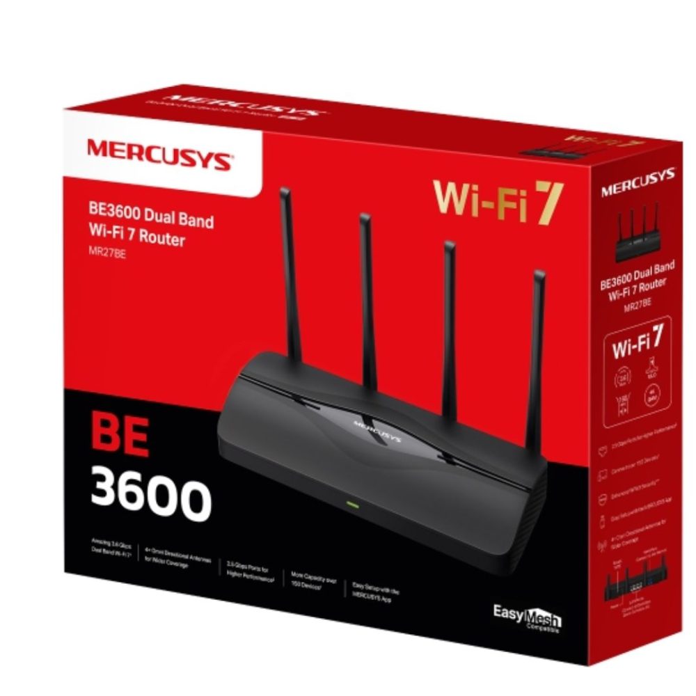 Mercusys MR27BE BE3600 Dual Band Wi-Fi 7 Router (WIFI7) 688 Mbps at 2.4GHz Network - Consumer