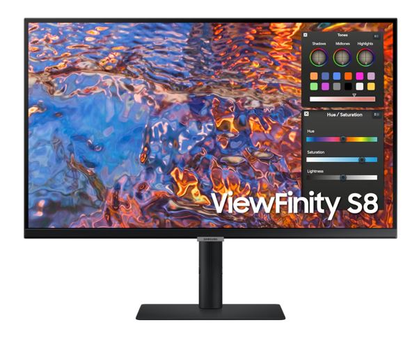 Samsung 27' S8 4K FHD Monitor 60Hz IPS Flat 3840x2160 16:9 5ms 350 nits 1xDP1.4 1xHDMI2.0 LAN 1xUSB-C (90W) Hub 3.0x3 HAS VESA 3YR WTY Monitors