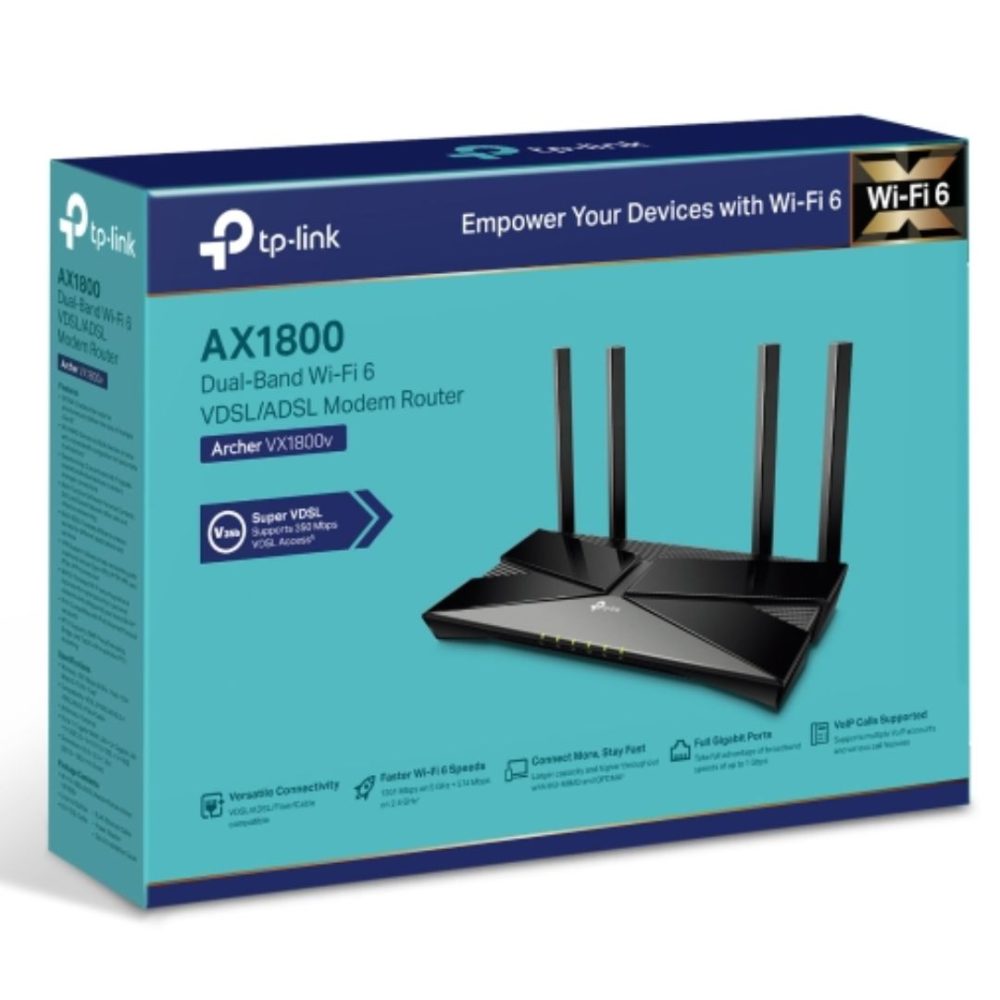 TP-Link Archer VX1800v AX1800 Dual-Band Wi-Fi 6 VDSL Modem Router With VoIP Network - Consumer