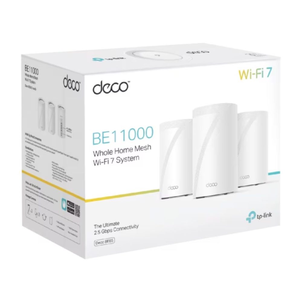 TP-Link Deco BE65(3-pack) BE11000 Whole Home Mesh Wi-Fi 7 System (WIFI7) Network - Consumer