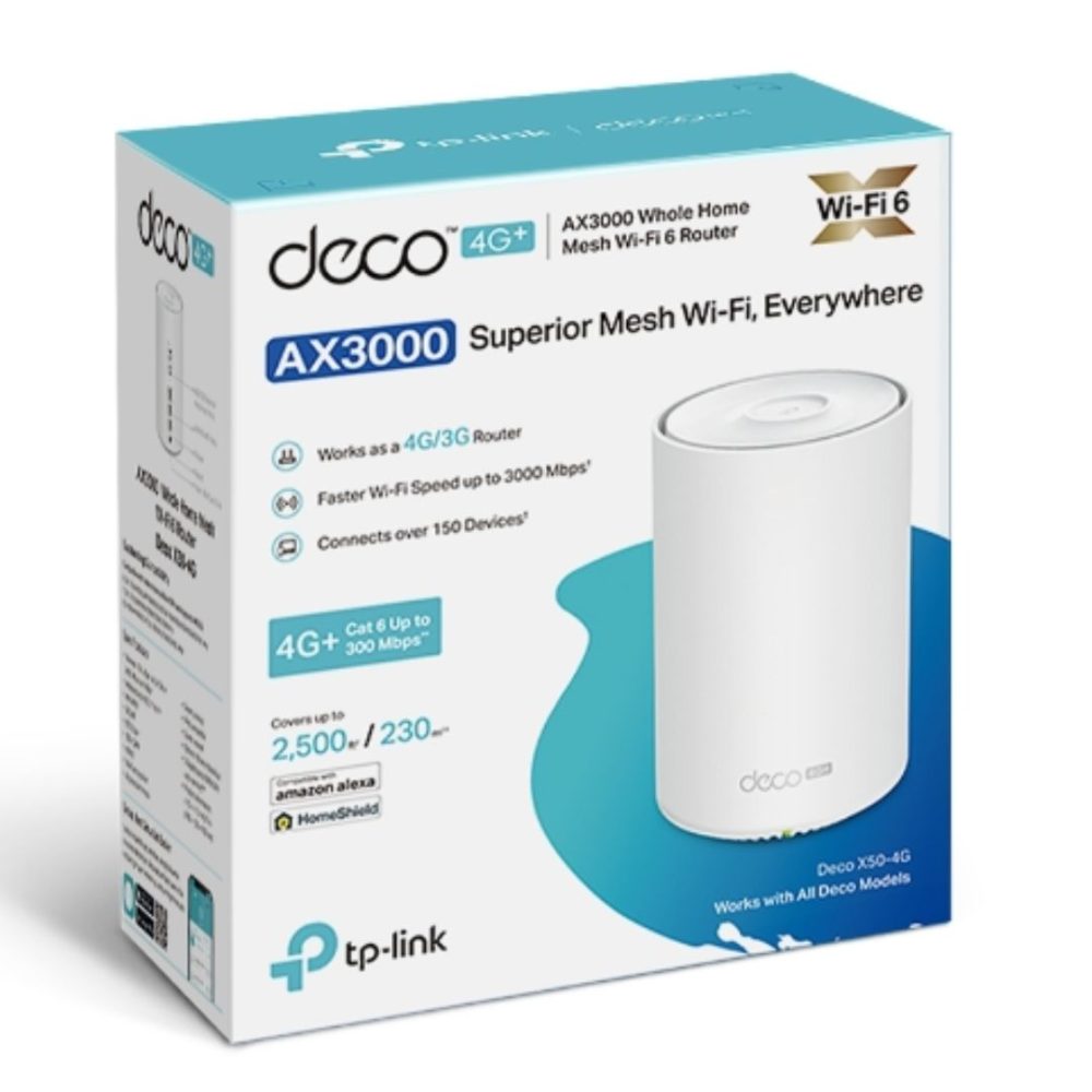 TP-Link Deco X50-4G(1-pack) 4G+ AX3000 Whole Home Mesh Wi-Fi 6 Router Network - Consumer