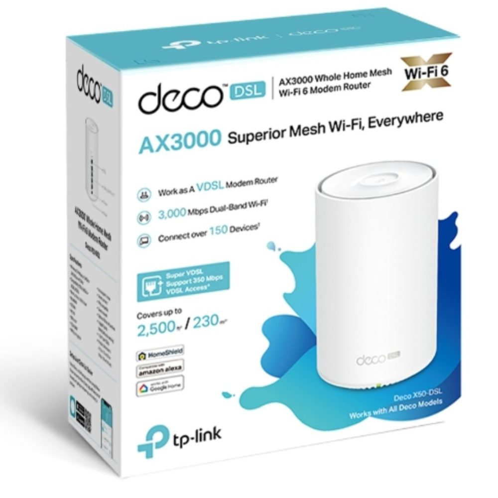 TP-Link Deco X50-DSL(1-pack) AX3000 VDSL Whole Home Mesh WiFi 6 Router Network - Consumer