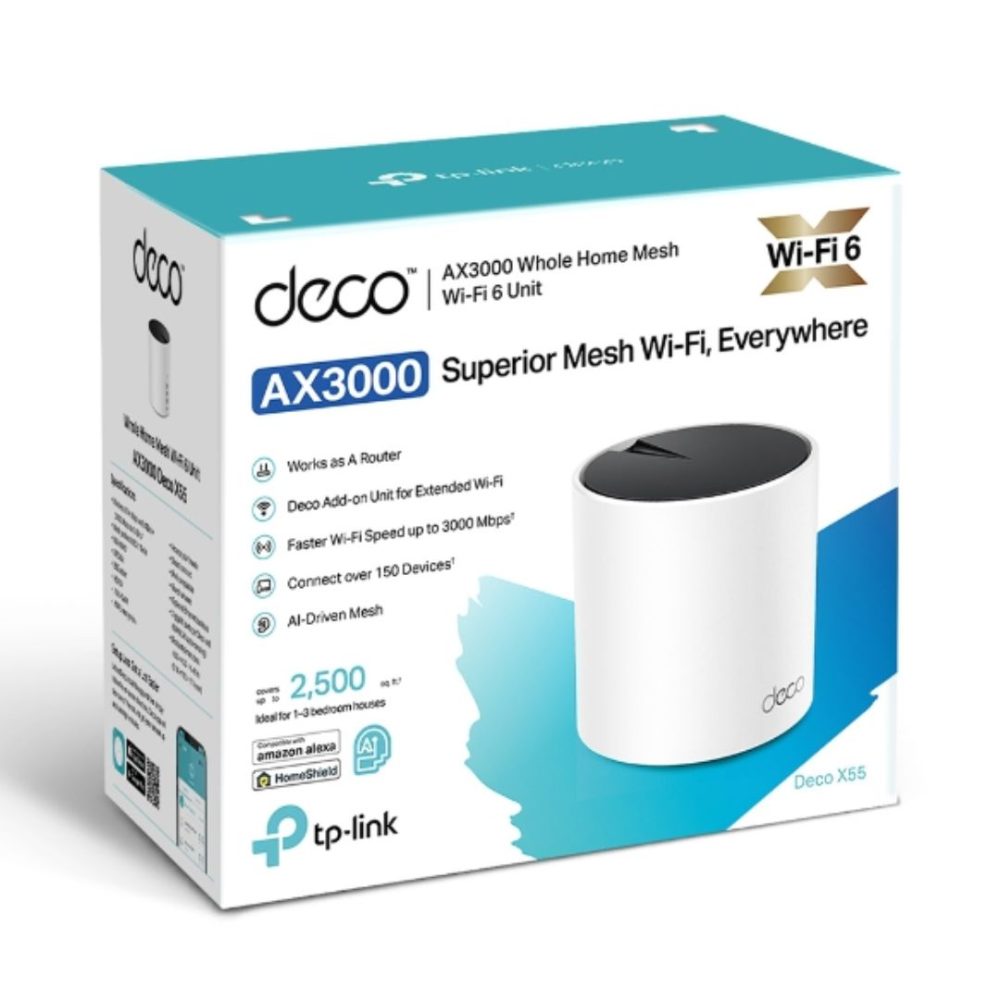 TP-Link Deco X55(1-pack) AX3000 Whole Home Mesh WiFi 6 Router Network - Consumer