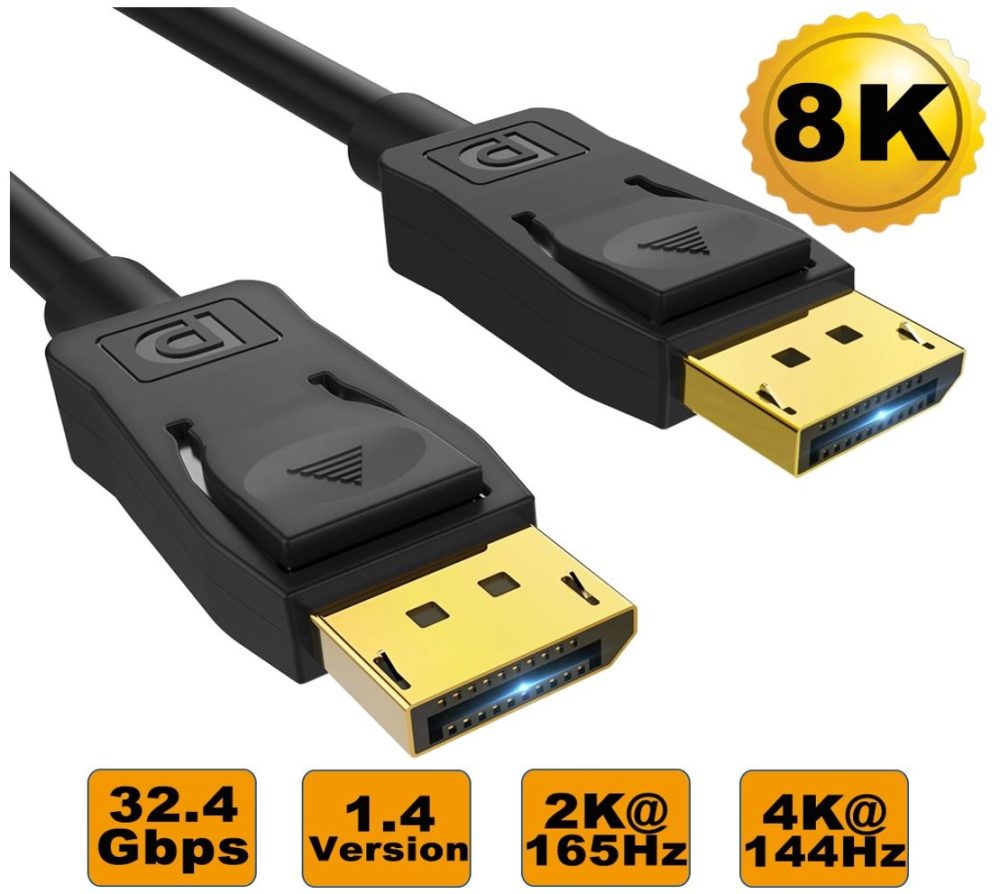 8Ware 3m Ultra 8K DisplayPort DP1.4 Cable - Male to Male Gold Plated 7680x4320 8K@60Hz 4K@144Hz 32.4Gbps UHD QHD FHD HDP HDCP HDTV HDR 28AWG Cables