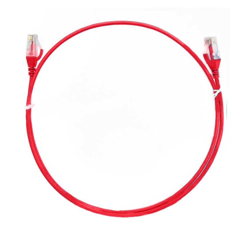 8ware CAT6 Ultra Thin Slim Cable 15m - Red Color Premium RJ45 Ethernet Network LAN UTP Patch Cord 26AWG for Data Cables