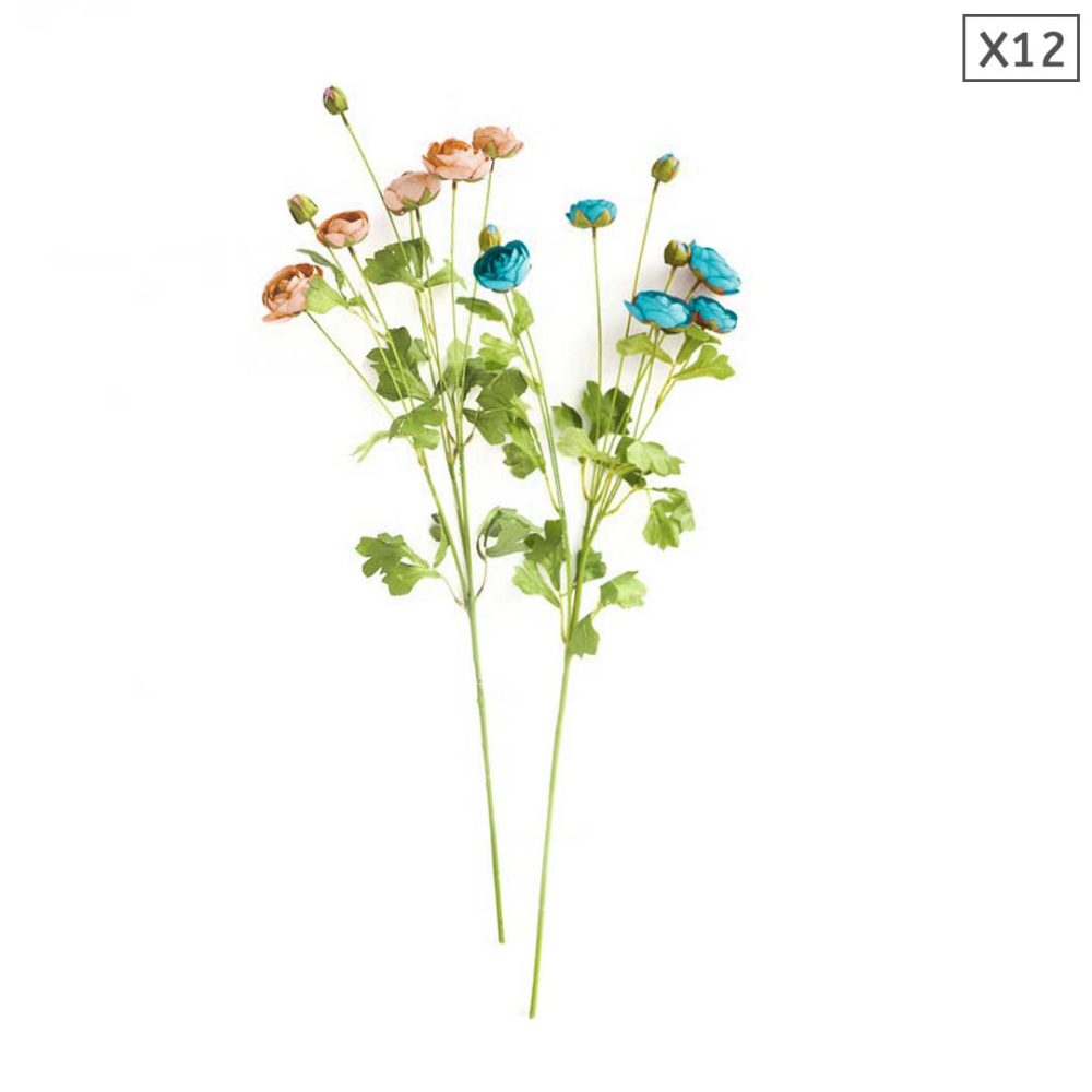 1-SOGA 12pcs Artificial Silk Flower Fake Rose Bouquet Table Decor Blue