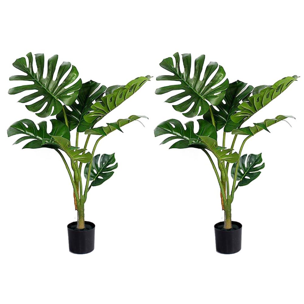 1-SOGA 2X 120cm Artificial Green Indoor Turtle Back Fake Decoration Tree Flower Pot Plant