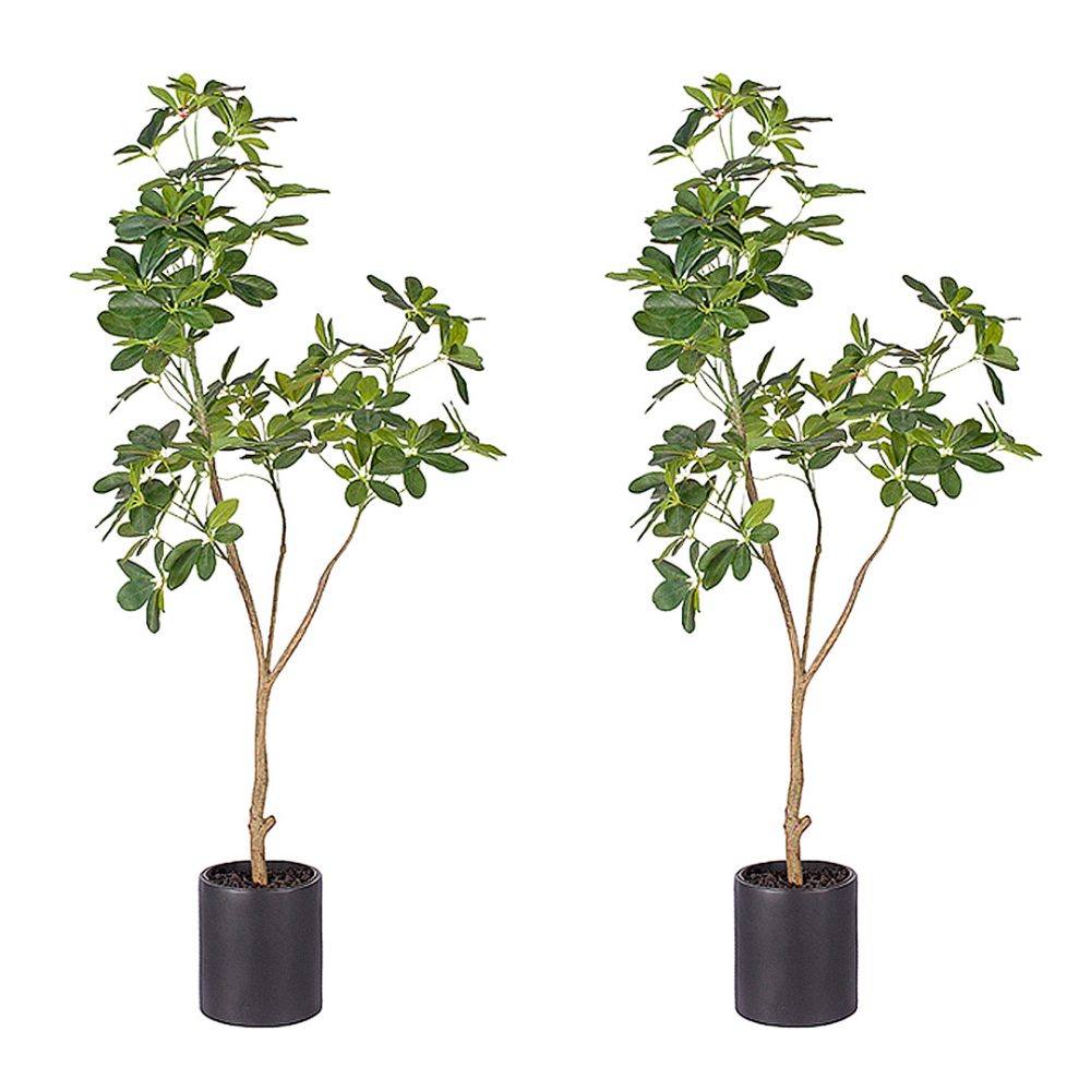1-SOGA 2X 160cm Artificial Natural Green Schefflera Dwarf Umbrella Tree Fake Tropical Indoor Plant Home Office Decor