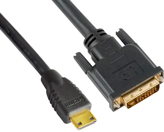 Astrotek Mini HDMI to DVI Cable 60cm - 19 pins Male to 24+1 pins Male 30AWG OD6.0mm Gold Plated Black PVC Jacket RoHS LS ~CBAT-MINIHDMIDVI-1.4 Cables