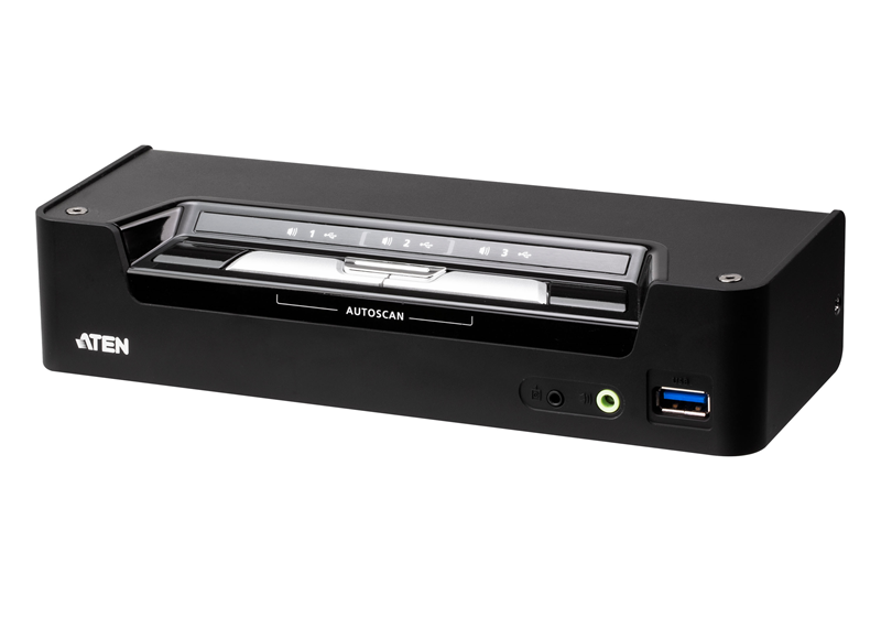 Aten 3-Port USB-C DisplayPort Hybrid KVMP Switch with 45W Power Delivery 3.0 KVM Switch & Video