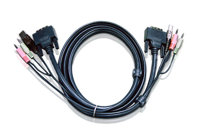 Aten KVM Cable 1.8m with DVI-D (Single Link) USB & Audio to DVI-D (Single Link) KVM Switch & Video