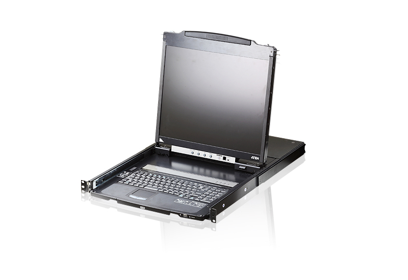 Aten Rackmount Dual Rail LCD Console VGA PS/2-USB w/ 19' LCD Display KVM Switch & Video