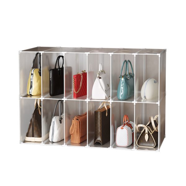 1-SOGA 12-Cube Portable Bag Box Foldable Cubby DIY Organiser Tote Clutch Purse Space Saving Shelf Cabinet